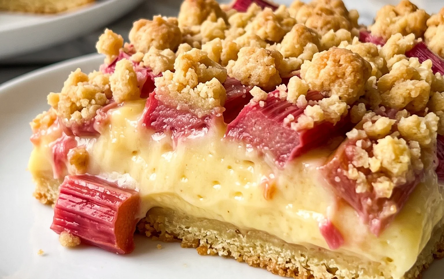 Rhabarberkuchen mit Pudding und Streuseln – wie von Oma